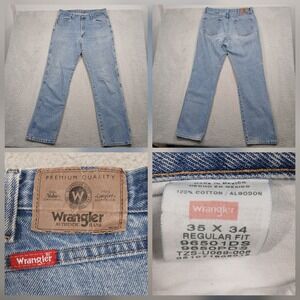 Wrangler Authentic Jeans Men's 35x34 Regular Fit Blue Denim Made in Mexico